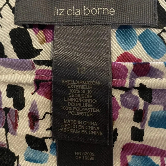 Liz Claiborne Abstract Geometric Print Silk Skirt Womens Size 12 (644) - Picture 3 of 3
